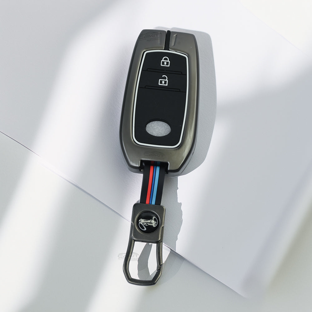 Metal Silicone Key Cover For Maruti Suzuki: Baleno, Ciaz, Ignis, S-Cross, Grand Vitara, Brezza 3 Button Smart Key