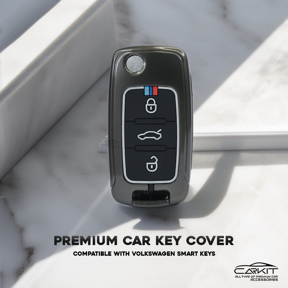 Metal Silicone Key Cover For Skoda Octavia, Fabia, Laura, Superb, Rapid, Yeti And Volkswagen Polo, Vento, Jetta, Ameo