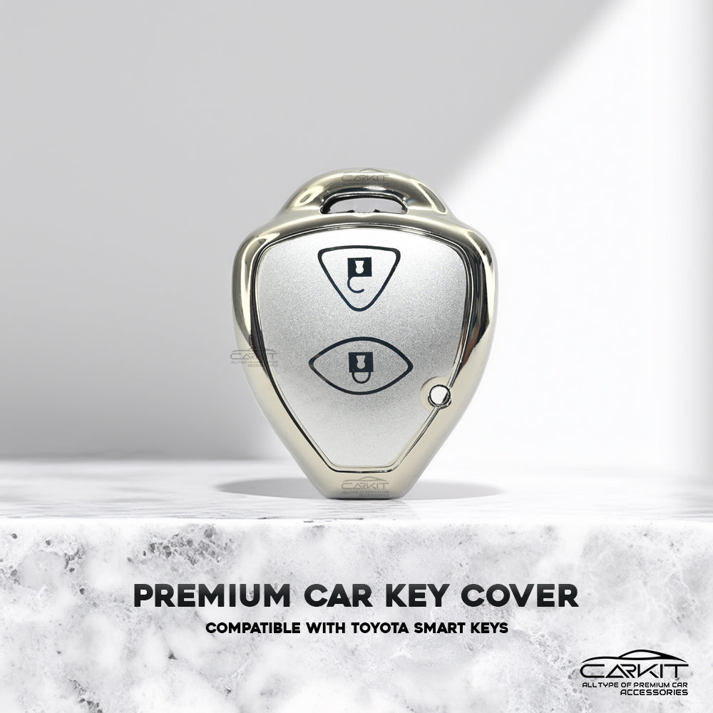 TPU Silver Car Key Cover For Toyota : Innova, Fortuner 2 button remote key