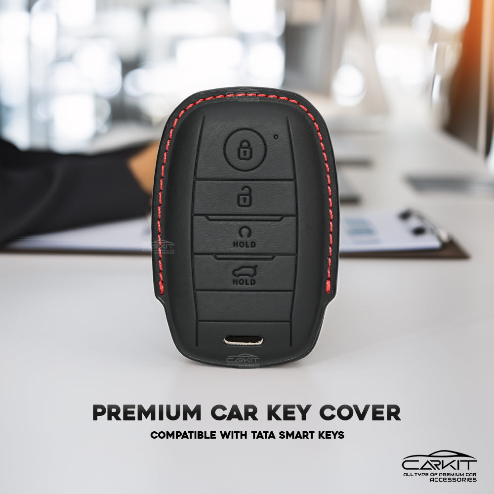 PU 3D Leather Key Cover For Kia: Seltos, Sonet, Carens, Seltos X-line 4 button smart key