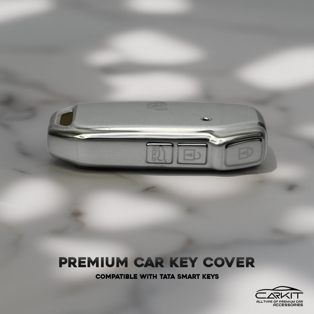 TPU Silver Car Key Cover For Kia Seltos 2023 Facelift | Sonet facelift 3 Button Smart Key