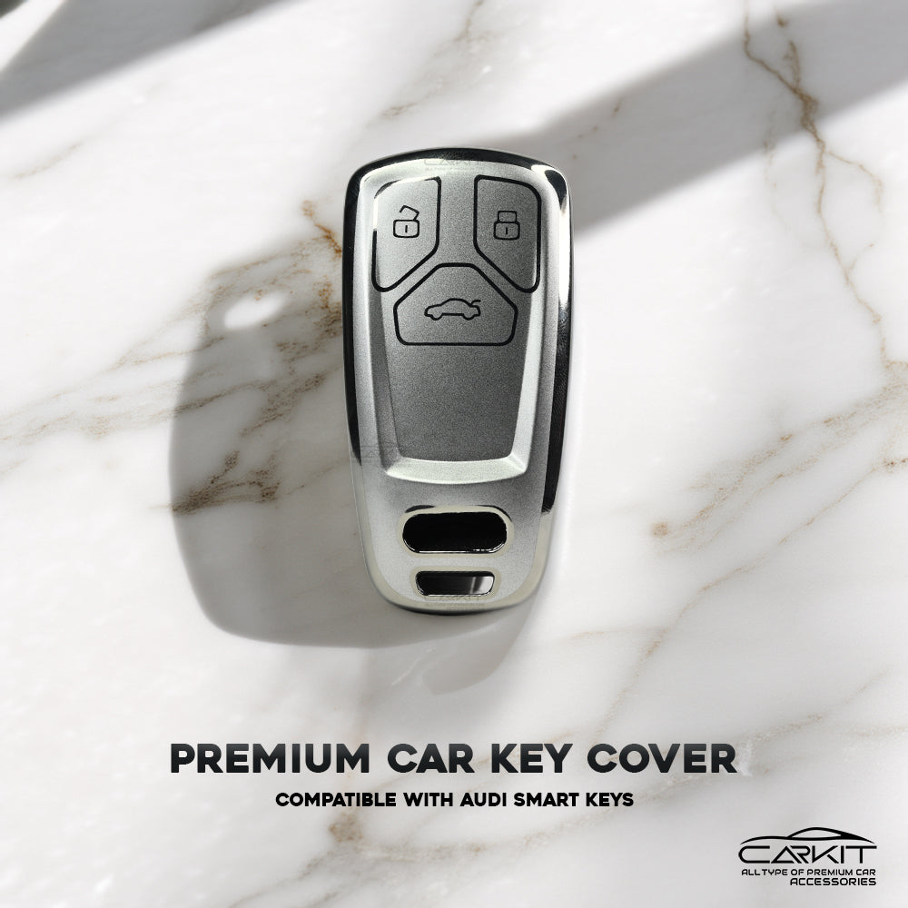 TPU SIlver Car Key For Audi Q5, A5, A8, Q7, A4, A6 3 button smart key