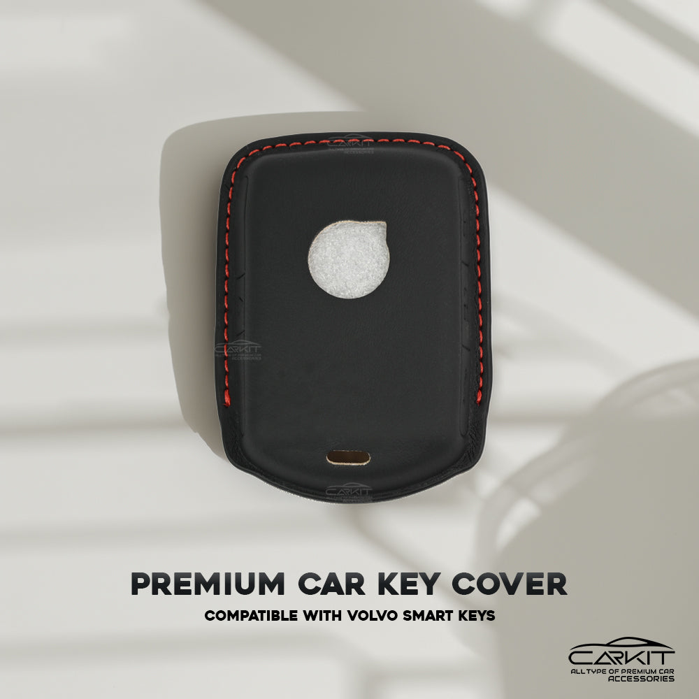 PU 3D Black Leather Car Key Cover For Volvo Smart Key