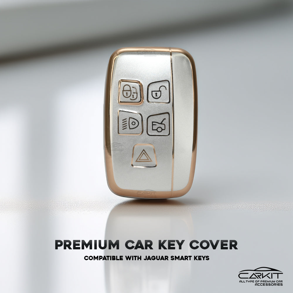 TPU White Gold Car Key Cover for Land Rover | Jaguar | Range Rover Smart Key