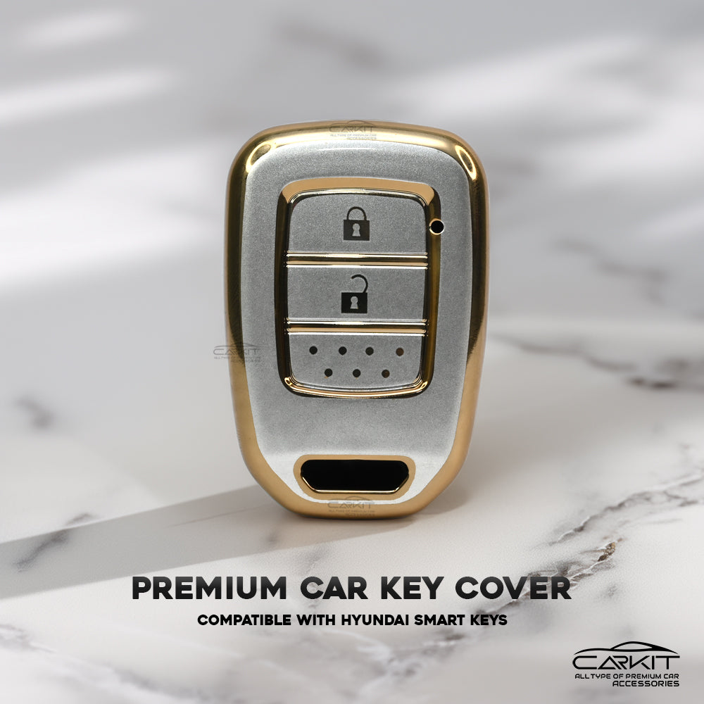 TPU White Gold Car Key Cover For Honda: City 2 button flap Key