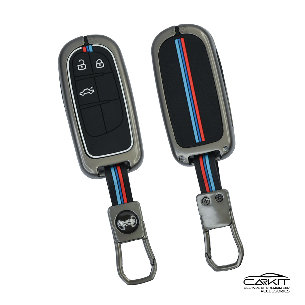 metal Car Key Cover For Jeep Meridian, Compass, Trailhawk, 3 Button Smart Key