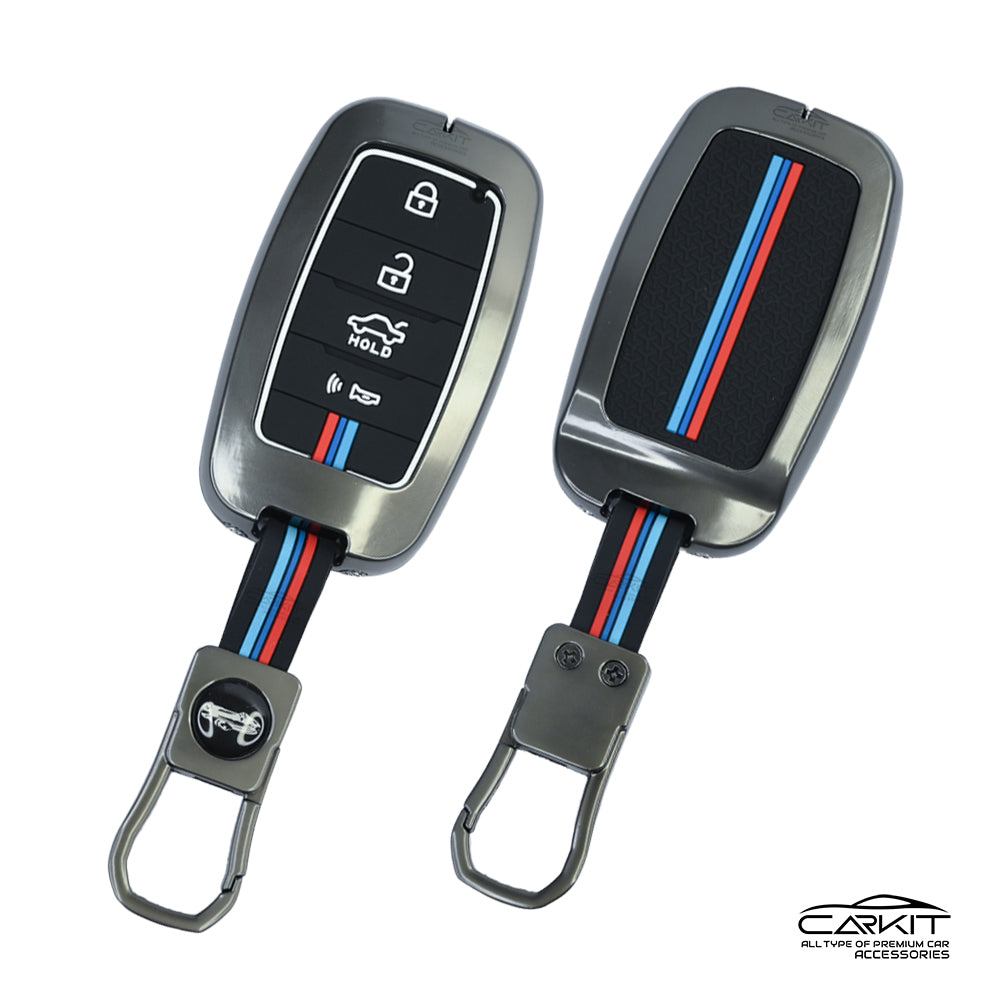 metal Car Key Cover For Kia: Seltos, Sonet, Carens, Carnival 4 Button Smart Key