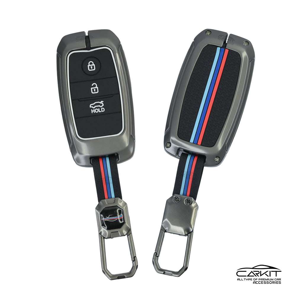 metal Car Key Cover For Kia: Seltos, Sonet, Carens, Carnival Smart Key