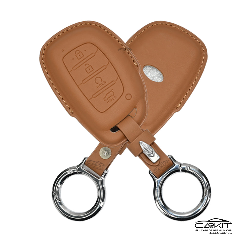PU 3D ten leather Car Key Cover For Hyundai: Alcazar, Creta 2021 onwards 4 button smart key