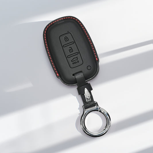 PU 3D Leather Car Key Cover For Hyundai: i20, Verna, Elantra old 3 button smart key