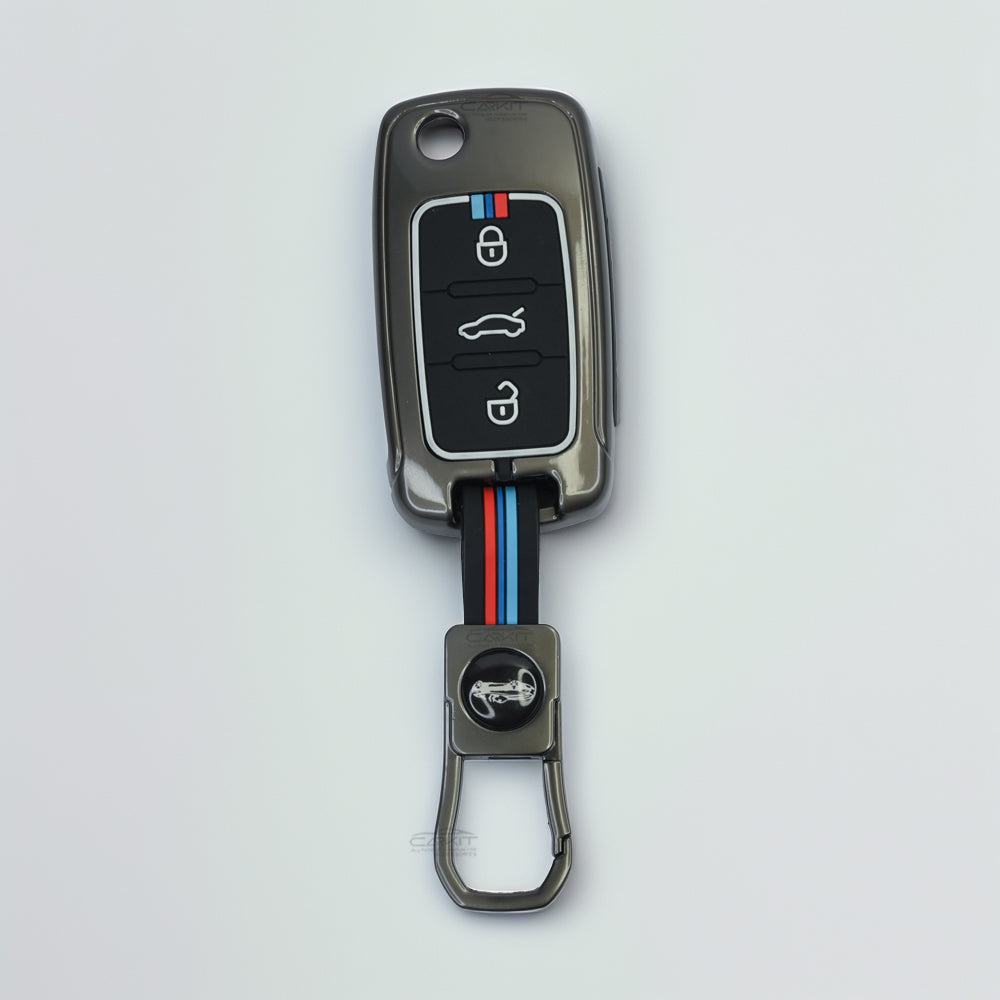 Metal Silicone Key Cover For Skoda Octavia, Fabia, Laura, Superb, Rapid, Yeti And Volkswagen Polo, Vento, Jetta, Ameo