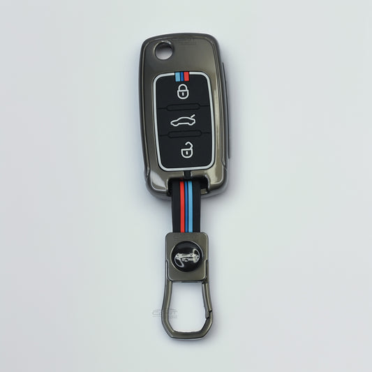 Metal Silicone Key Cover For Skoda Octavia, Fabia, Laura, Superb, Rapid, Yeti And Volkswagen Polo, Vento, Jetta, Ameo
