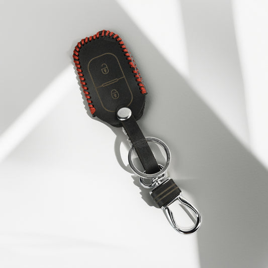 PU 3D Black Leather Key Cover Fit for Renault Triber | Kwid | Duster | Datsun redi-GO Flip type Key