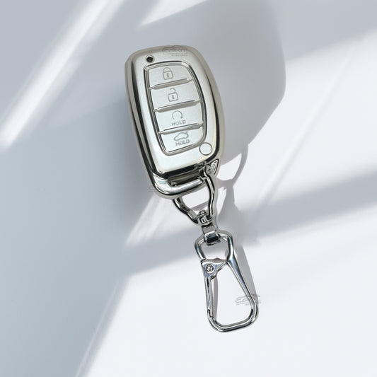 TPU Sliver Car Key Cover For Hyundai: Alcazar, Creta 2021 onwards 4 button smart key