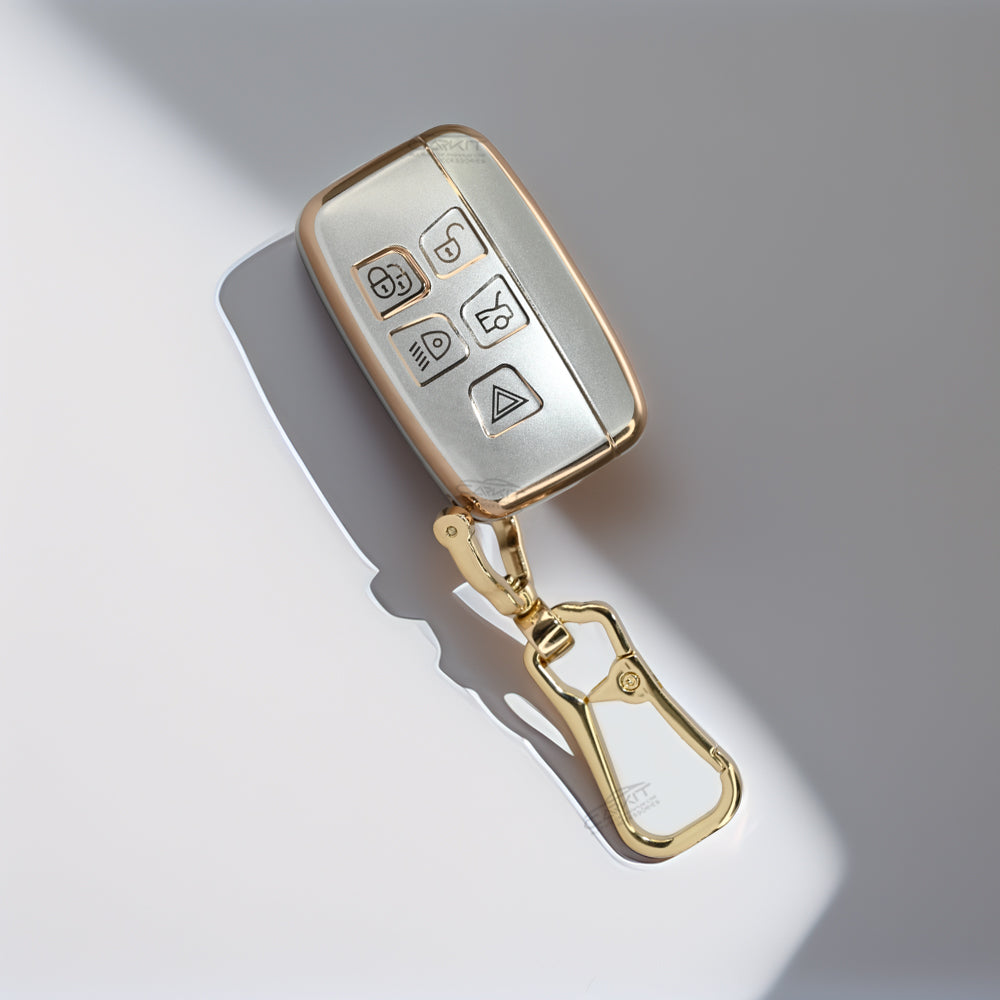 TPU White Gold Car Key Cover for Land Rover | Jaguar | Range Rover Smart Key