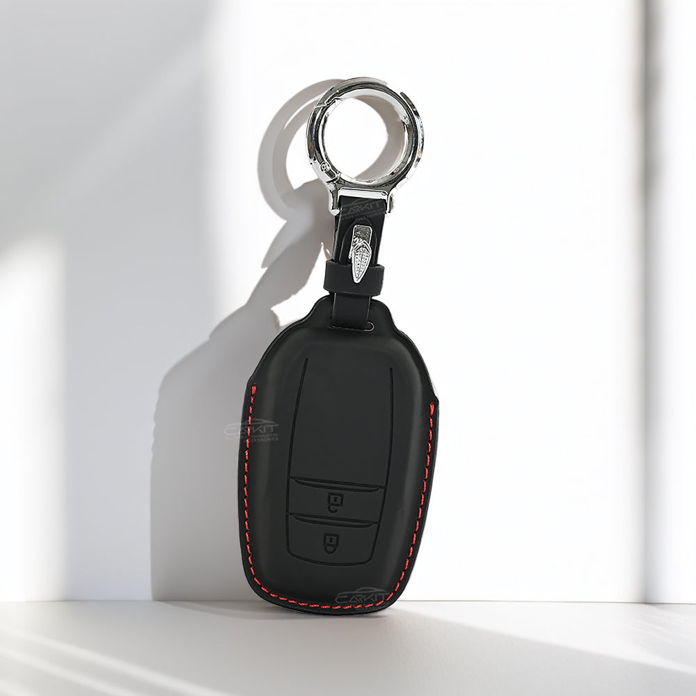 PU 3D Leather Key Cover For Toyota: Innova Crysta, Innova HyCross, Hilux 2 button smart key.