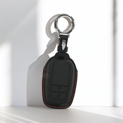 PU 3D Leather Key Cover For Toyota: Innova Crysta, Innova HyCross, Hilux 2 button smart key.