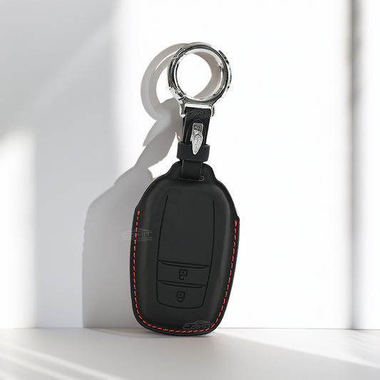 PU 3D Leather Key Cover For Toyota: Innova Crysta, Innova HyCross, Hilux 2 button smart key.