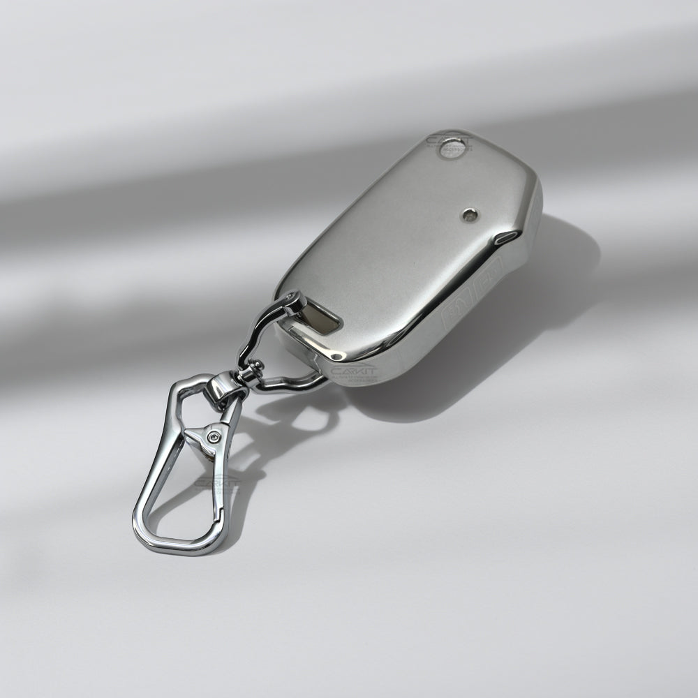 TPU Silver Car Key Cover For Kia: Seltos, Sonet 2023 onwards 3 button flip key