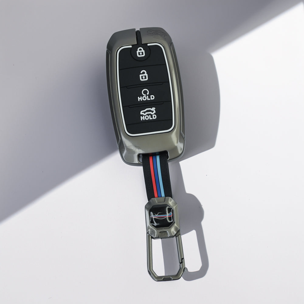 metal Car Key Cover For Kia: Seltos, Sonet, Carens, Seltos X-line 4 button smart key