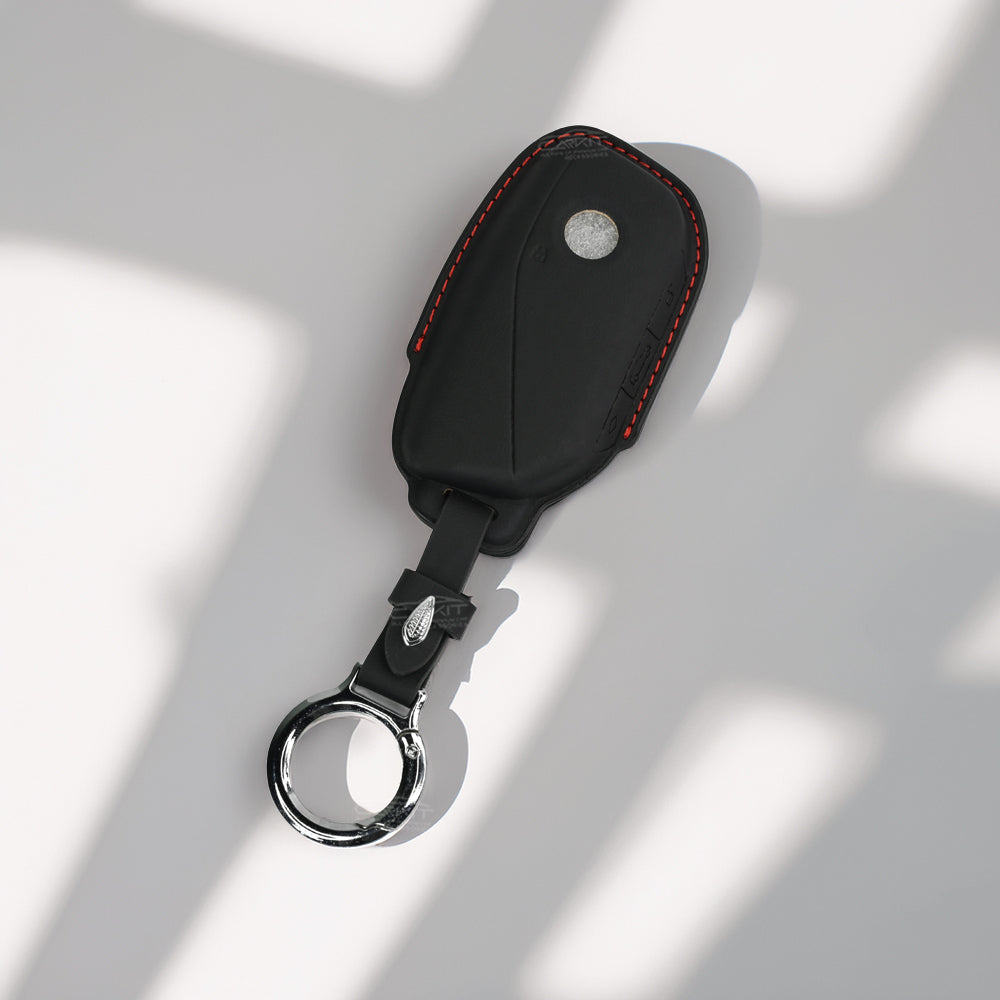 PU 3D Black Leather Car Key Cover For BMW 7 Series 740i 760i X1 X7 XM IX I7 X3 IX1 X5 Smart Key 4 Button
