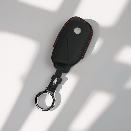 PU 3D Black Leather Car Key Cover For BMW 7 Series 740i 760i X1 X7 XM IX I7 X3 IX1 X5 Smart Key 4 Button