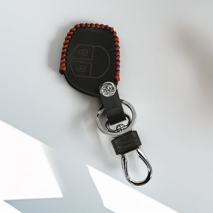 PU 3D Black Leather Car Key Cover For Maruti Suzuki: Swift, Dzire, WagonR, Brezza, Grand Vitara, Fronx, Jimny, XL6, Ignis, Ertiga, Baleno, Vitara Brezza, Celerio, Alto, Ciaz, S-Cross – 2 Button Remote Key