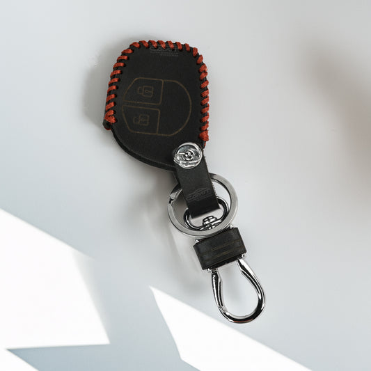 PU 3D Black Leather Car Key Cover For Maruti Suzuki: Swift, Dzire, WagonR, Brezza, Grand Vitara, Fronx, Jimny, XL6, Ignis, Ertiga, Baleno, Vitara Brezza, Celerio, Alto, Ciaz, S-Cross – 2 Button Remote Key