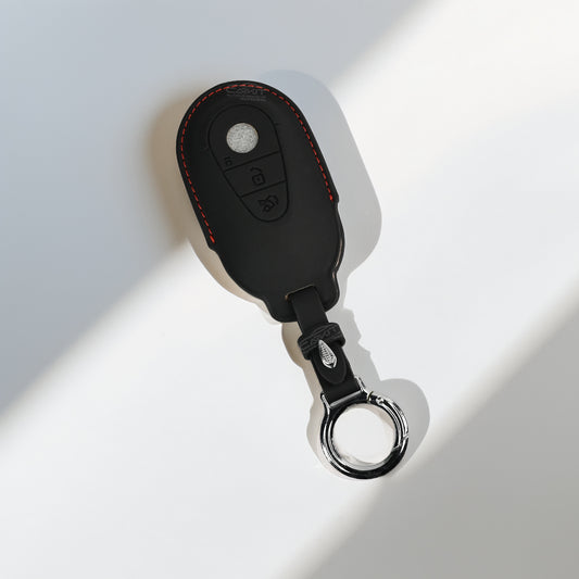 PU 3D Black Leather Car Key Cover For  New Mercedes Benz Maybach | S Class | E Class (3 Button Smart Key)