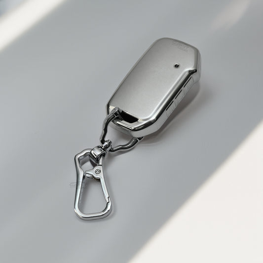 TPU Silver Car Key Cover For Kia: Seltos, Sonet 2023 facelift 4 button smart key.