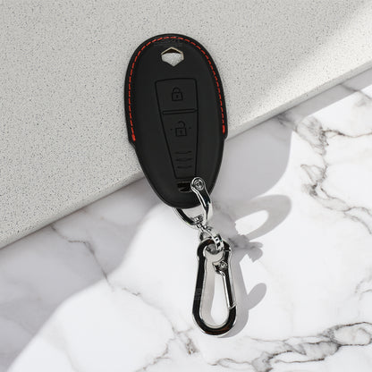 PU 3D Black Leather Car Key Cover For Maruti Suzuki: Baleno, Ciaz, Ignis, S-Cross, Grand Vitara, Brezza 3 Button Smart Key