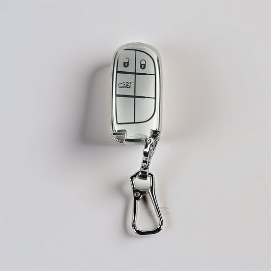 TPU Silver Car key Cover For Jeep : Meridian, Compass, Trailhawk – 3 Button Smart Key