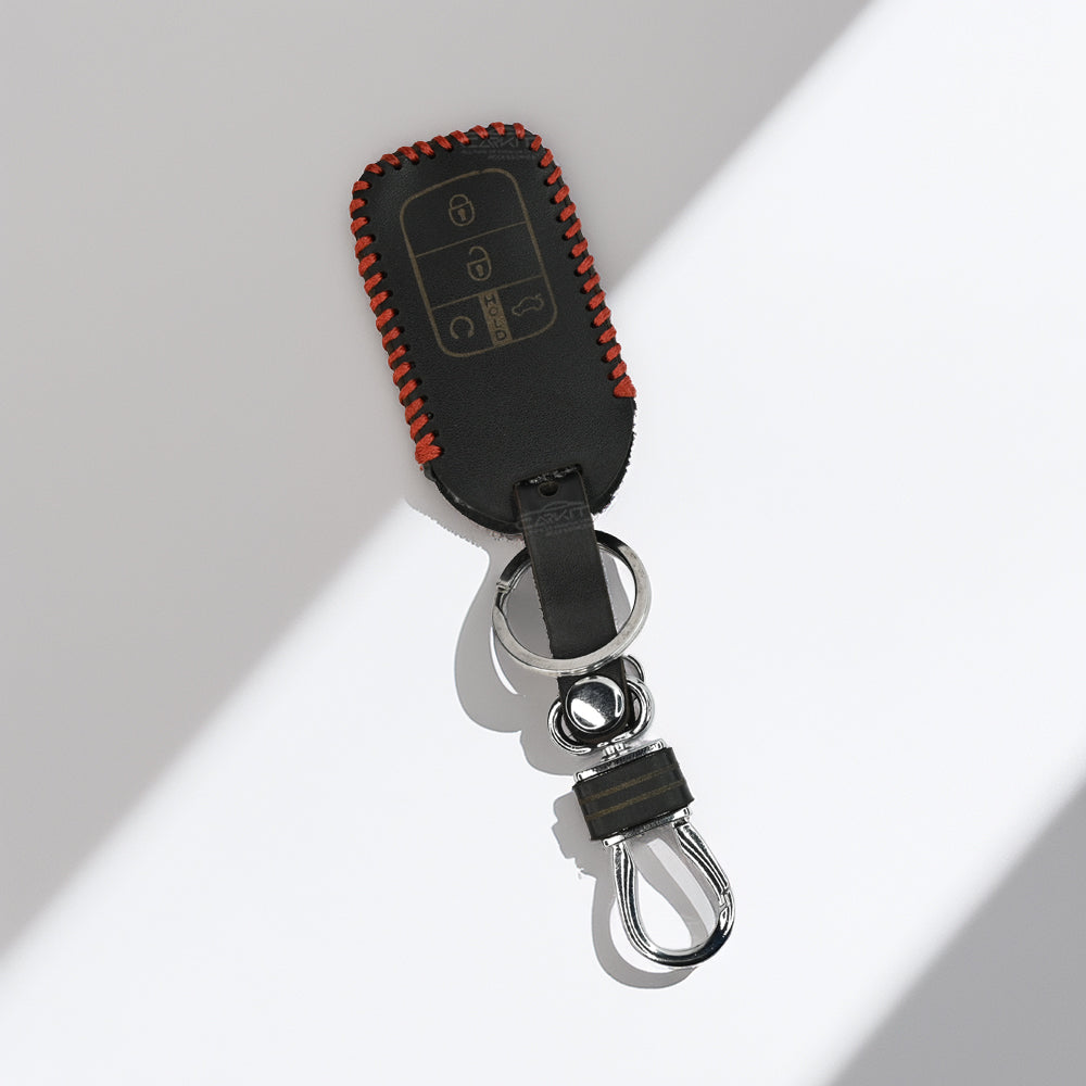 PU 3D Black Leather Car Key Cover For Honda: City, Civic, WR-V 4 button smart key