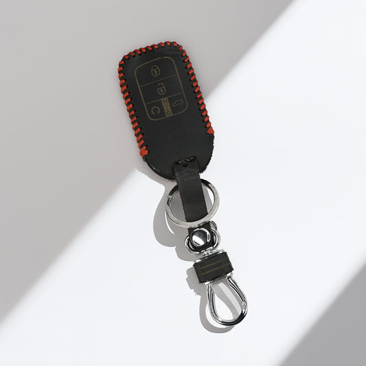 PU 3D Black Leather Car Key Cover For Honda: City, Civic, WR-V 4 button smart key