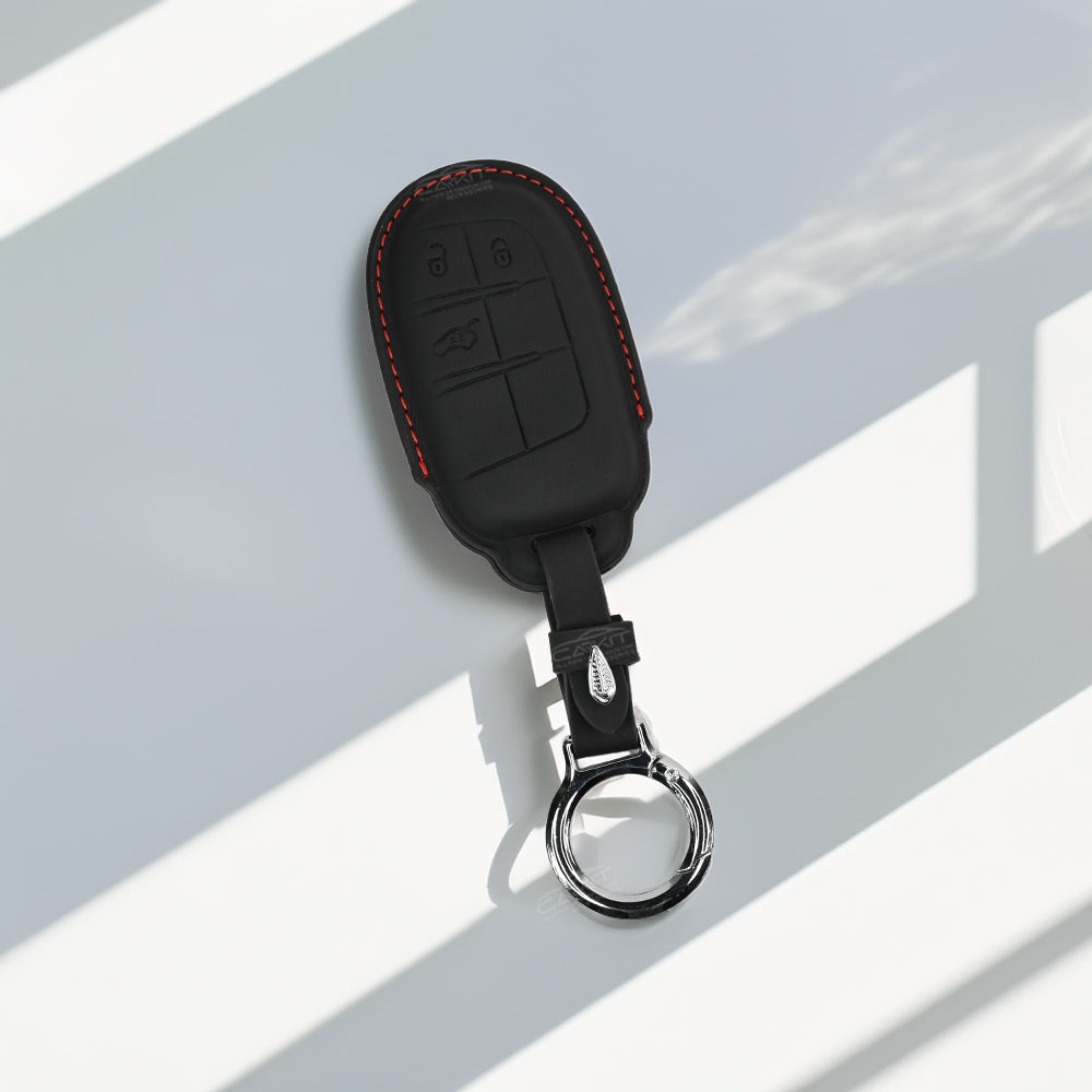 PU 3D Black Leather Car key Cover For Jeep : Meridian, Compass, Trailhawk – 3 Button Smart Key