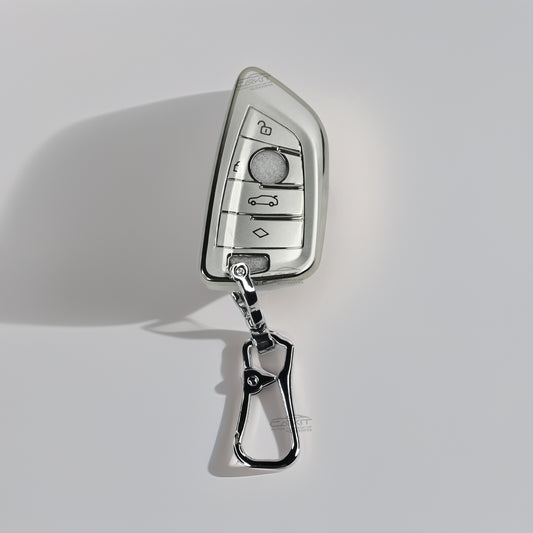 TPU Silver Car Key Cover For BMW X1, X3, X6, X5, 5 Series, 6 Series, 7 Series 4 Button Smart key