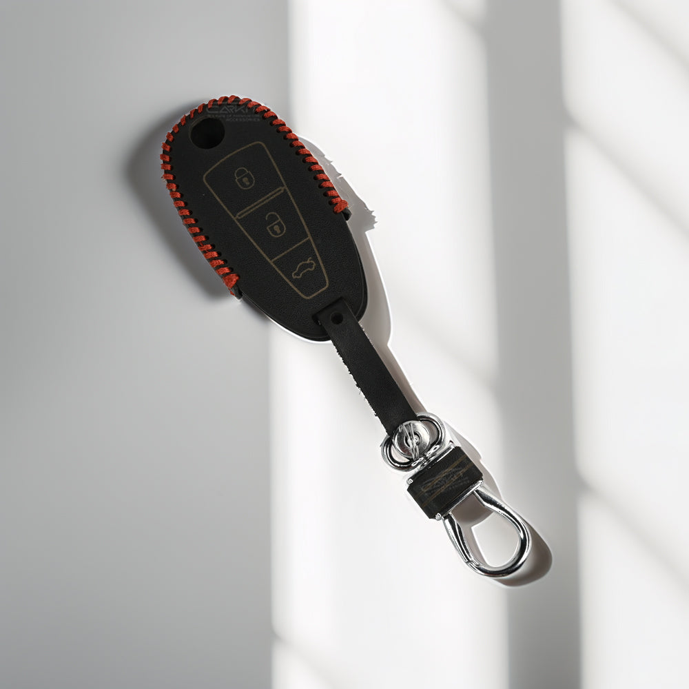 PU 3D Black Leather Car Key Cover For Maruti Suzuki: Baleno, Ciaz, Grand Vitara, Brezza, S Cross, Swift, Ignis, XL6, Fronx, Jimny, Grand Vitara 3 button Smart Key