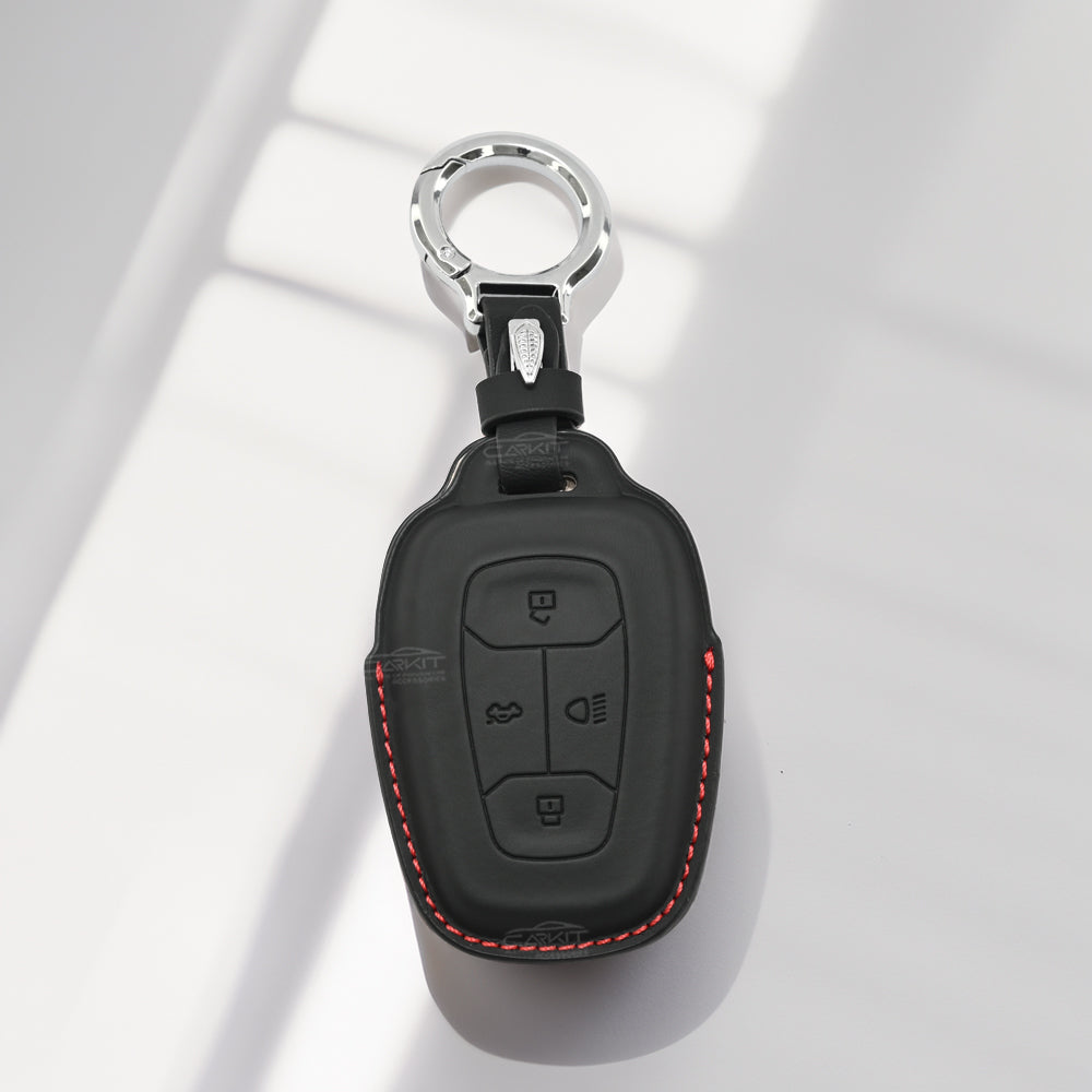 PU 3D Leather Car Key Cover For Tata: Nexon, Harrier, Tigor BS6, Tigor EV, Safari 2021, Altroz, Safari Gold, Gravitas, Punch 4 button smart key
