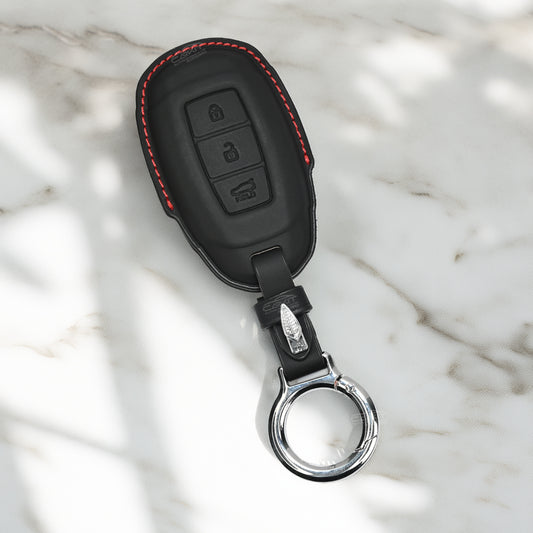PU 3D Leather Key Cover For Hyundai: i20, Kona, Verna 2018 onwards 3 button smart key