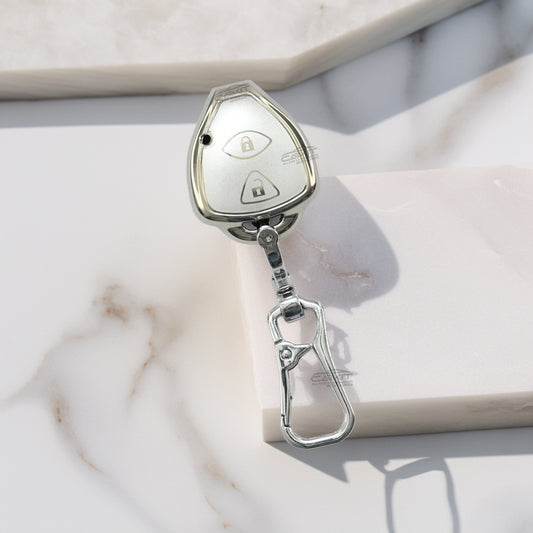 TPU Silver Car Key Cover For Toyota : Innova, Fortuner 2 button remote key