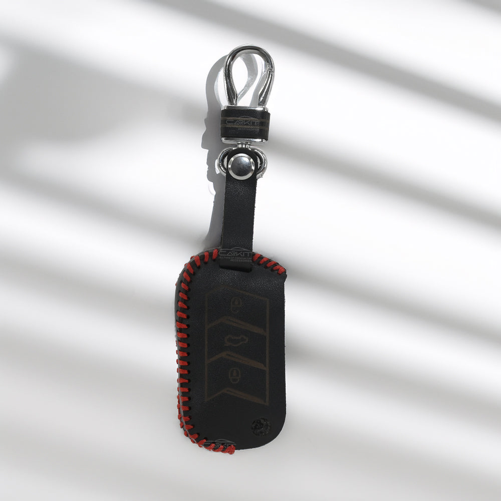 PU-3D Leather Car Key Cover For Mahindra: Thar, Bolero, Scorpio, XUV700, XUV400, XUV3x0, XUV300, TUV300, Marazzo 3 button flip key