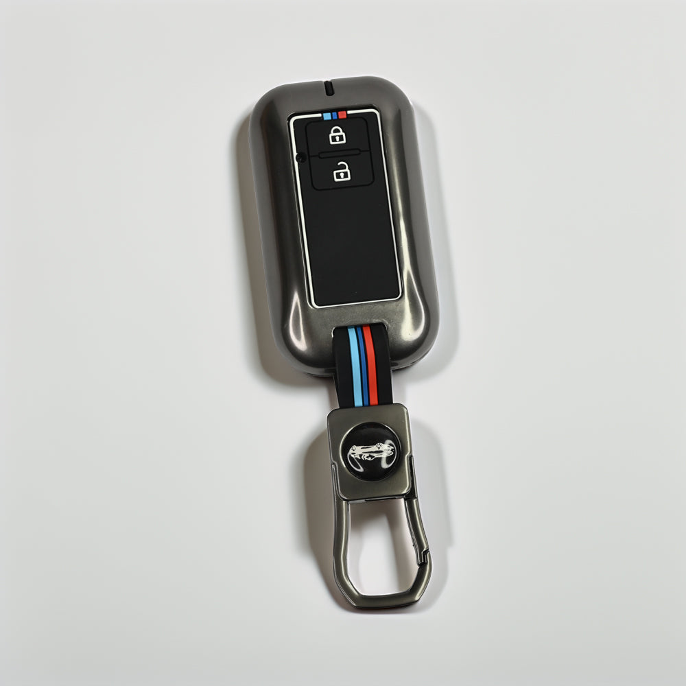 Metal Silicon Car Key Cover For Suzuki : Swift, DZire, Baleno, Ertiga, Grand Vitara, Brezza, Fronx, Jimny XL6, Ignis, Toyota: Glanza, Urban Cruiser Hyryder, Rumion 2 button smart key.