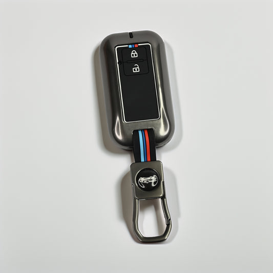 Metal Silicon Car Key Cover For Suzuki : Swift, DZire, Baleno, Ertiga, Grand Vitara, Brezza, Fronx, Jimny XL6, Ignis, Toyota: Glanza, Urban Cruiser Hyryder, Rumion 2 button smart key.