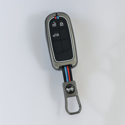 metal Car Key Cover For Jeep Meridian, Compass, Trailhawk, 3 Button Smart Key