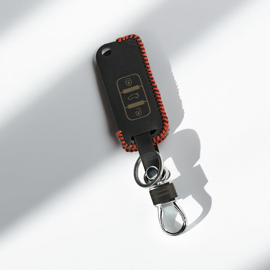 PU 3D Black Leather Car Key Cover For Mahindra: XUV500 Flip Key