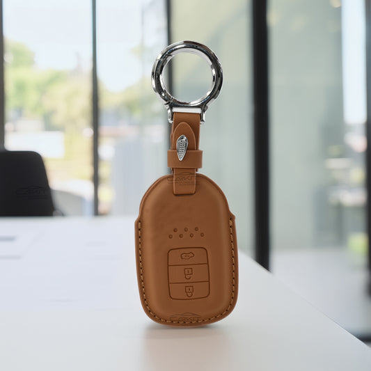 PU-3D Leather Car Key Cover For Honda: City, Civic, Jazz, Brio, Amaze, Cr-v, Wr-v, Br-v, Mobilio 3 Button Smart Key