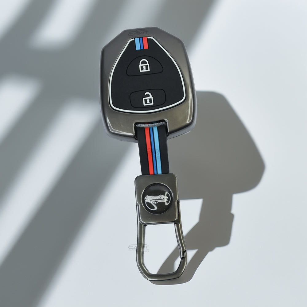 Metal Silicone Key Cover For Toyota : Innova, Fortuner 2 button remote key