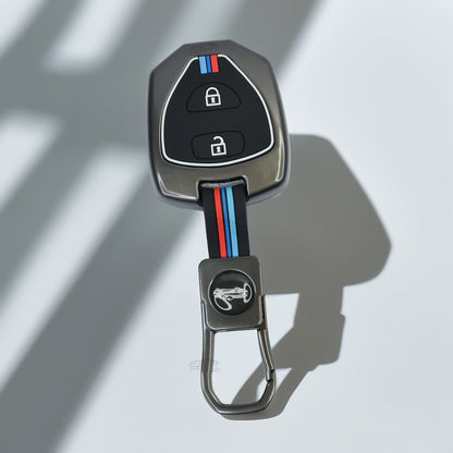 Metal Silicone Key Cover For Toyota : Innova, Fortuner 2 button remote key