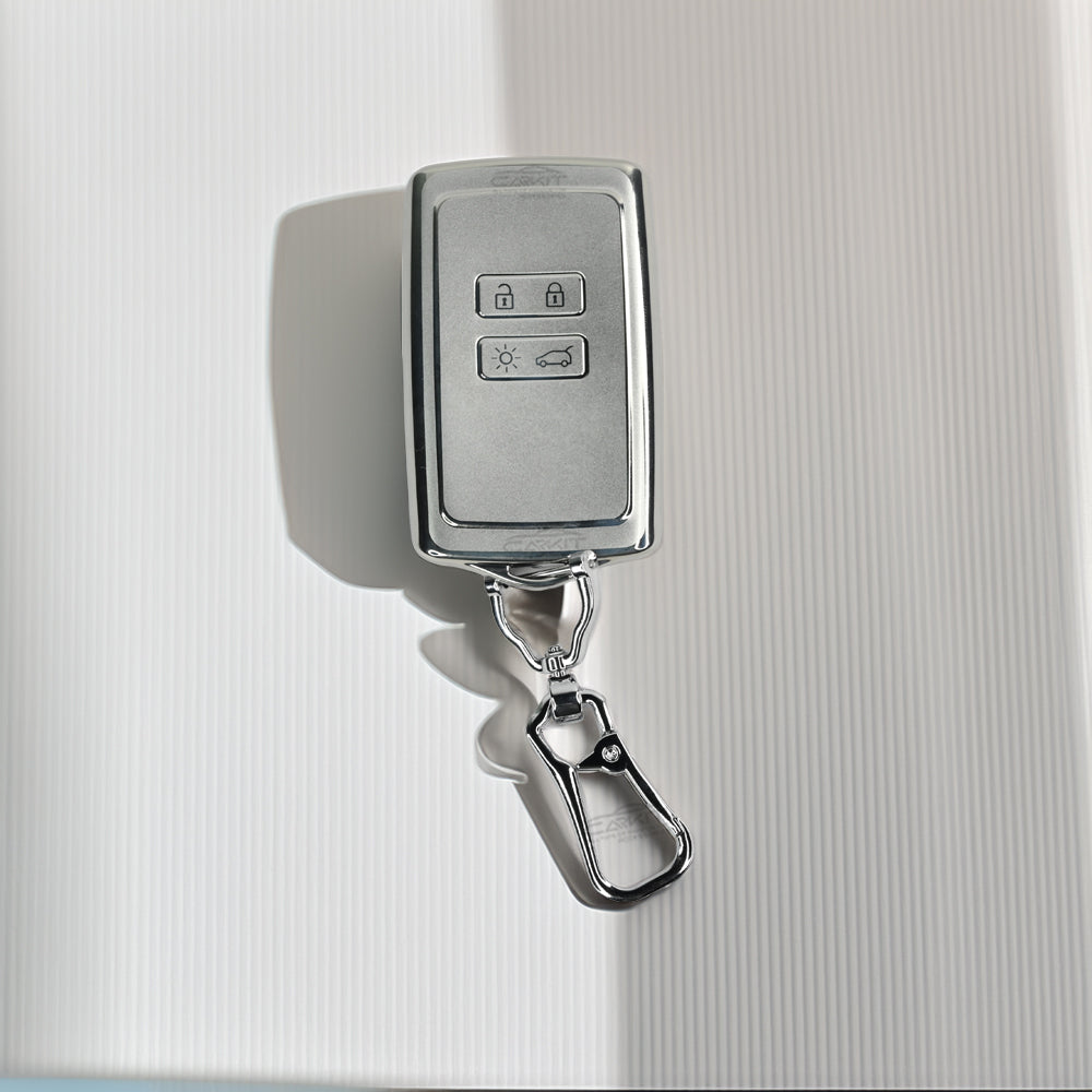 TPU Silver Car key Cover For Renault Triber | Kiger | New Kwid Smart Key