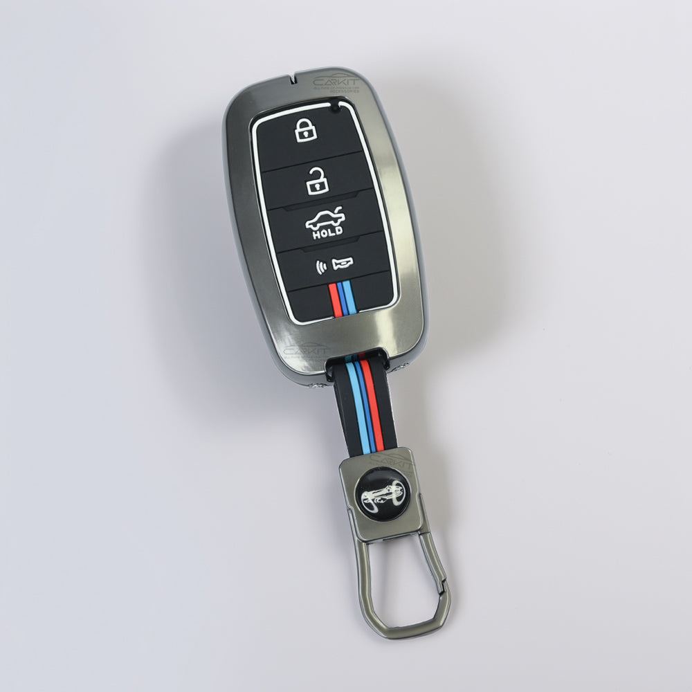 metal Car Key Cover For Kia: Seltos, Sonet, Carens, Carnival 4 Button Smart Key